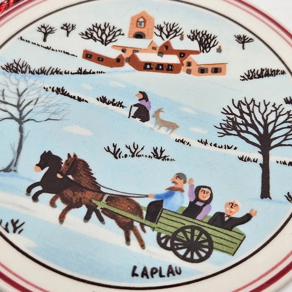 VTG Villeroy & Boch Naif Christmas Ornament No 2 Laplau Doublesided w/ Box
